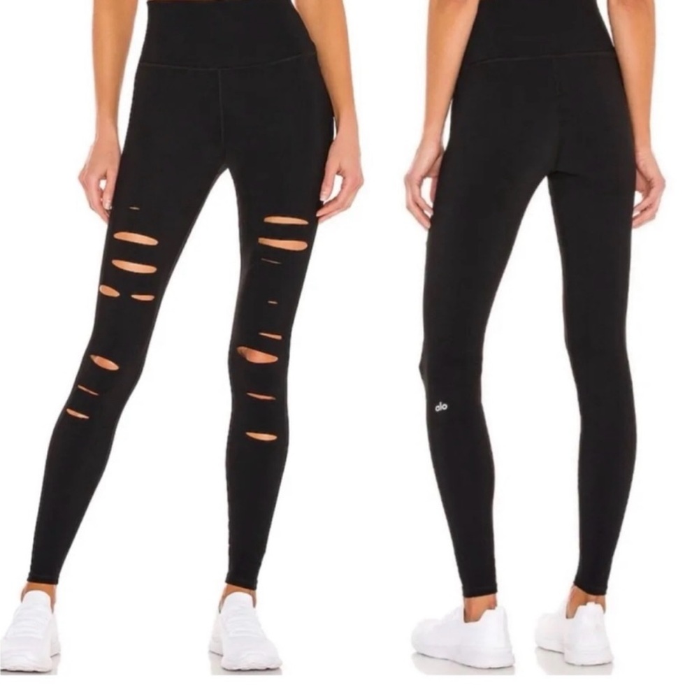 ALO Yoga Ripped Warrior High Waist Leggings Black Size XXS